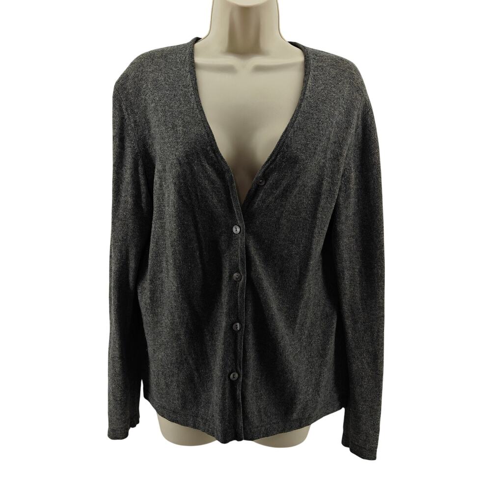 Vintage Donnkenny Cashmere V Neck Cardigan Gray Womens Medium